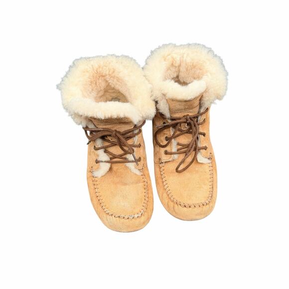 UGG Chickaree Suede Shearling Moccasin Boots Chestnut Women’s Size 8 - Picture 4 of 15